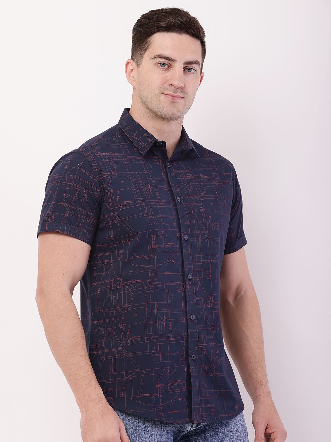 HERE&NOW Men Comfort Fit Spread Collar Geometric Printed Cotton Casual Shirt, Navy blue
HERE&NOW Men Comfort Fit Spread Collar Geometric Printed Cotton Casual Shirt, Navy blue