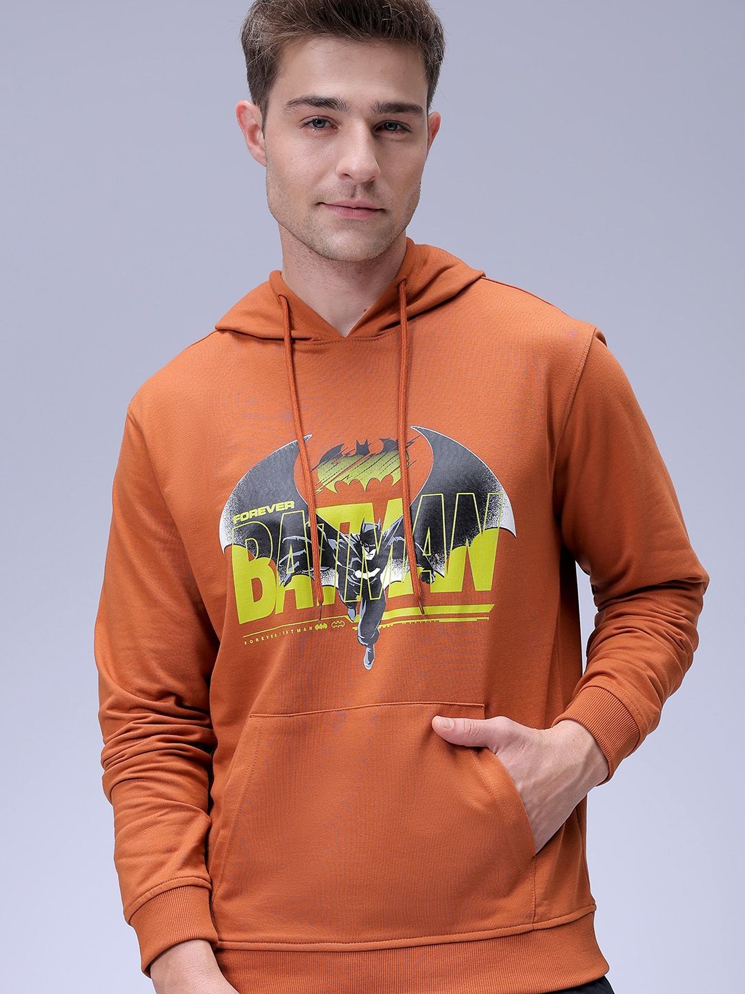 The Indian Garage Co Men Oversized Batman Printed Overhead Hooded Sweatshirt, Brown
The Indian Garage Co Men Oversized Batman Printed Overhead Hooded Sweatshirt, Brown