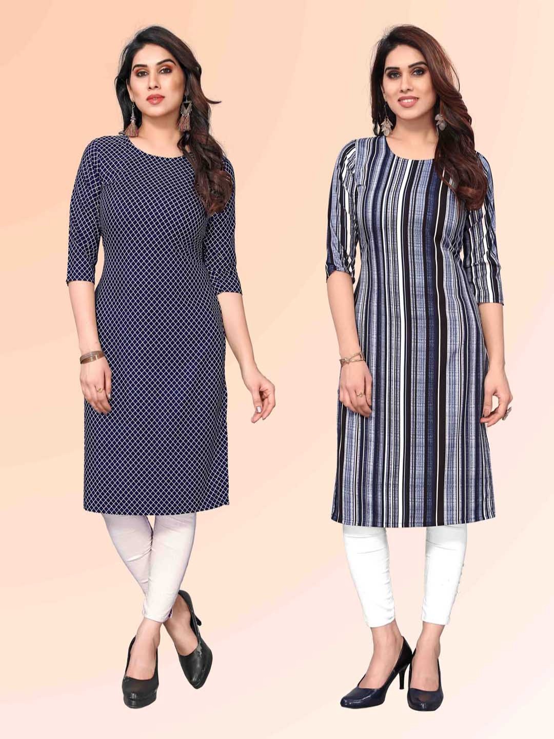 KETAKI FASHION Selection Of 2 Geometric Printed Round Neck Straight Kurtas, Black
KETAKI FASHION Selection Of 2 Geometric Printed Round Neck Straight Kurtas, Black