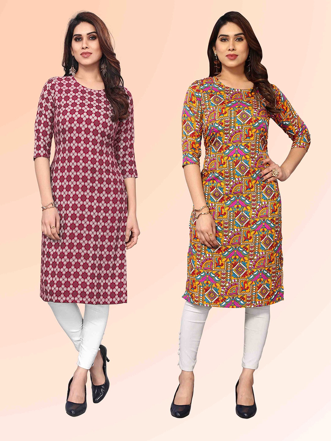 KETAKI FASHION Selection Of 2 Ethnic Motifs Printed Round Neck Straight Kurtas, Maroon
KETAKI FASHION Selection Of 2 Ethnic Motifs Printed Round Neck Straight Kurtas, Maroon
