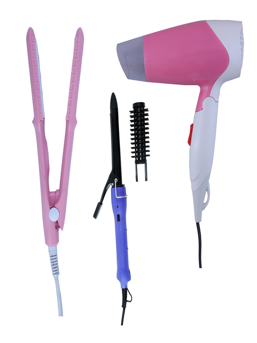 NIRVANI Set Of 3 NV-1270 Hair Dryer With SX-8006 Hair Straightener & Rod Hair Curler, Pink
NIRVANI Set Of 3 NV-1270 Hair Dryer With SX-8006 Hair Straightener & Rod Hair Curler, Pink