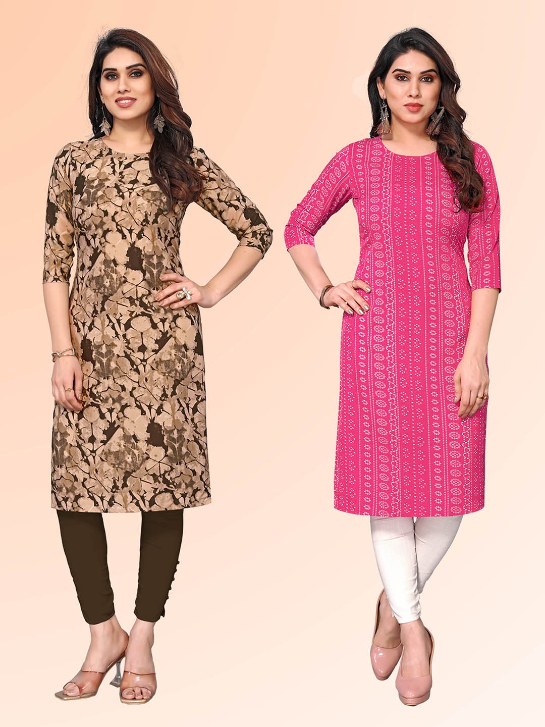 KETAKI FASHION Selection Of 2 Ethnic Motifs Printed Round Neck Straight Kurtas, Brown
KETAKI FASHION Selection Of 2 Ethnic Motifs Printed Round Neck Straight Kurtas, Brown