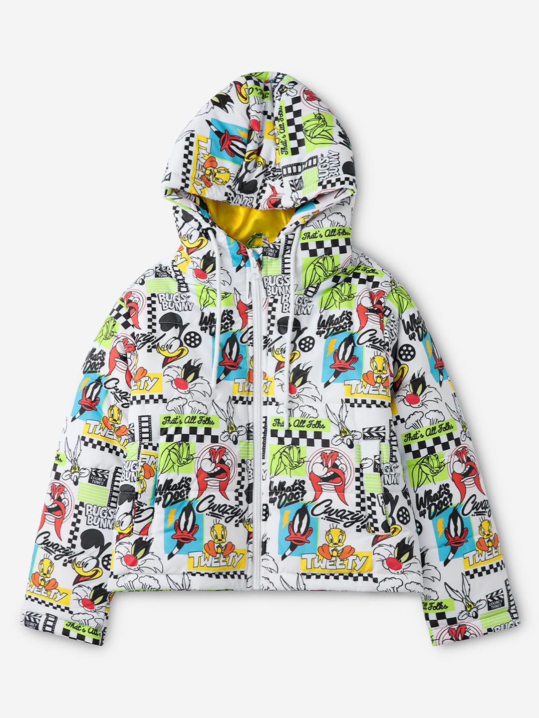 The Souled Store Girls Hooded Graphic Printed Casual Lightweight Puffer Jacket, White
The Souled Store Girls Hooded Graphic Printed Casual Lightweight Puffer Jacket, White
