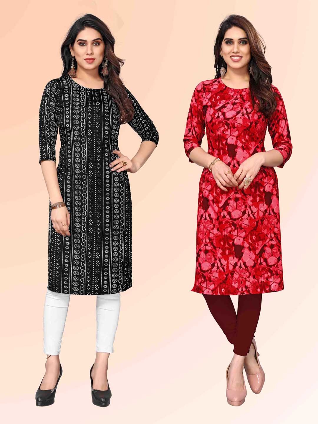 KETAKI FASHION Selection Of 2 Bandhani Printed Round Neck Straight Kurtas, Black
KETAKI FASHION Selection Of 2 Bandhani Printed Round Neck Straight Kurtas, Black