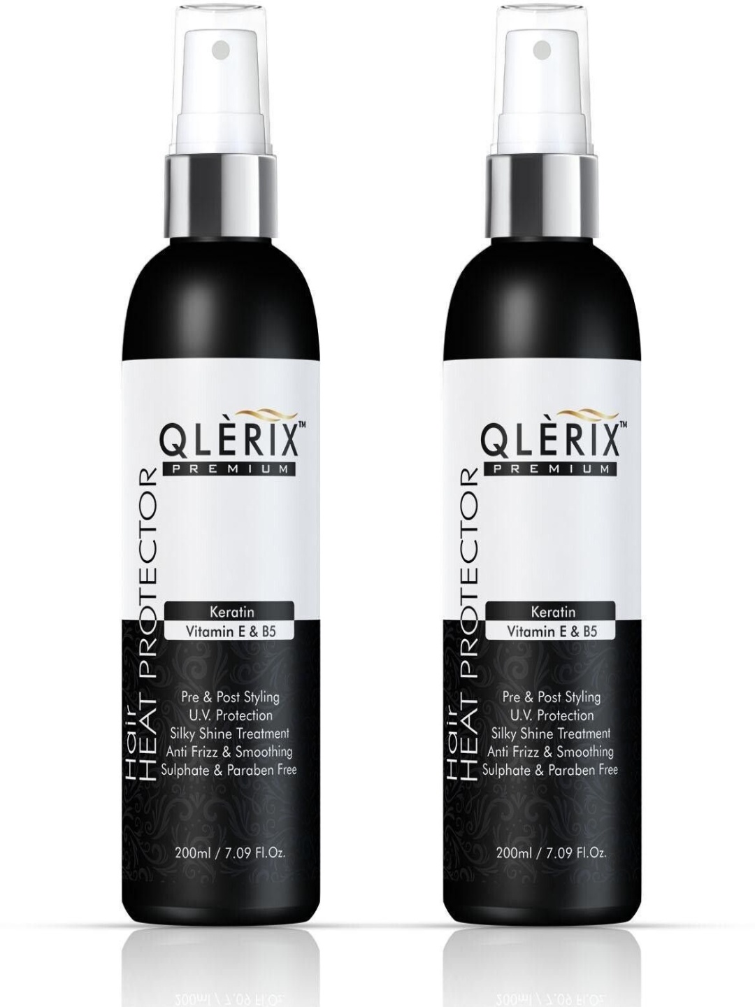 QLERIX Set Of 2 Hair Heat Protector With Keratin - Viramin E & B5 - 200 ml Each, Transparent
QLERIX Set Of 2 Hair Heat Protector With Keratin - Viramin E & B5 - 200 ml Each, Transparent