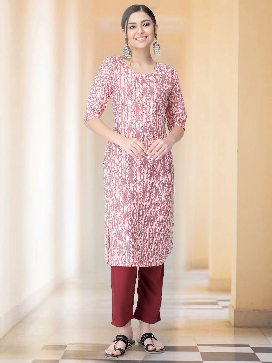 7Threads Selection Of 2 Geometric Printed Round Neck Straight Kurtas With Trousers, Pink
7Threads Selection Of 2 Geometric Printed Round Neck Straight Kurtas With Trousers, Pink