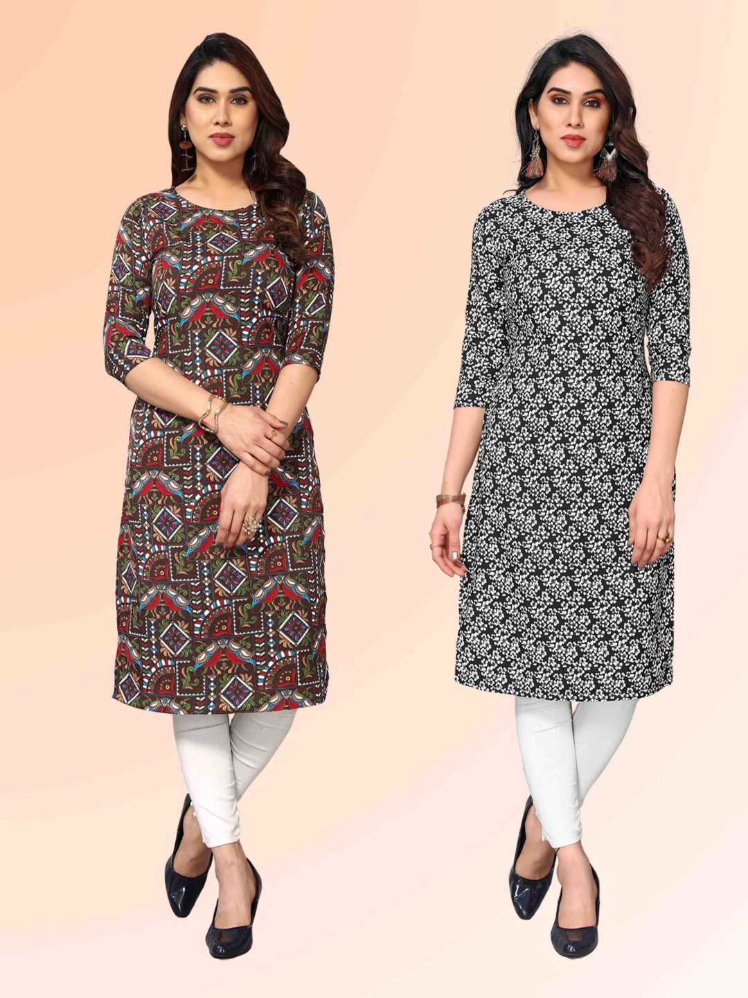 KETAKI FASHION Selection Of 2 Ethnic Motifs Printed Round Neck Straight Kurtas, Brown
KETAKI FASHION Selection Of 2 Ethnic Motifs Printed Round Neck Straight Kurtas, Brown