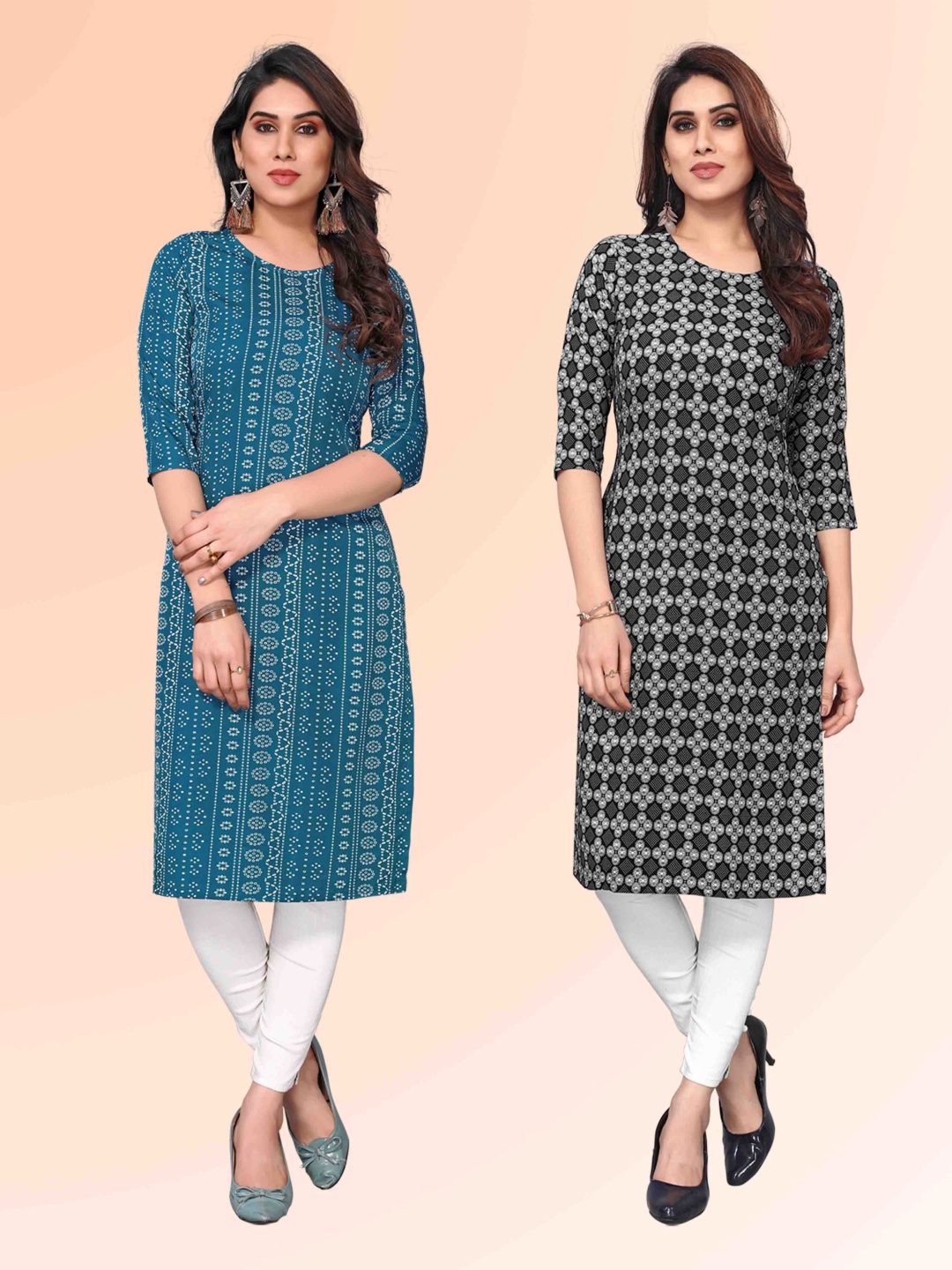 KETAKI FASHION Selection Of 2 Bandhani Printed Round Neck Straight Kurtas, Blue
KETAKI FASHION Selection Of 2 Bandhani Printed Round Neck Straight Kurtas, Blue