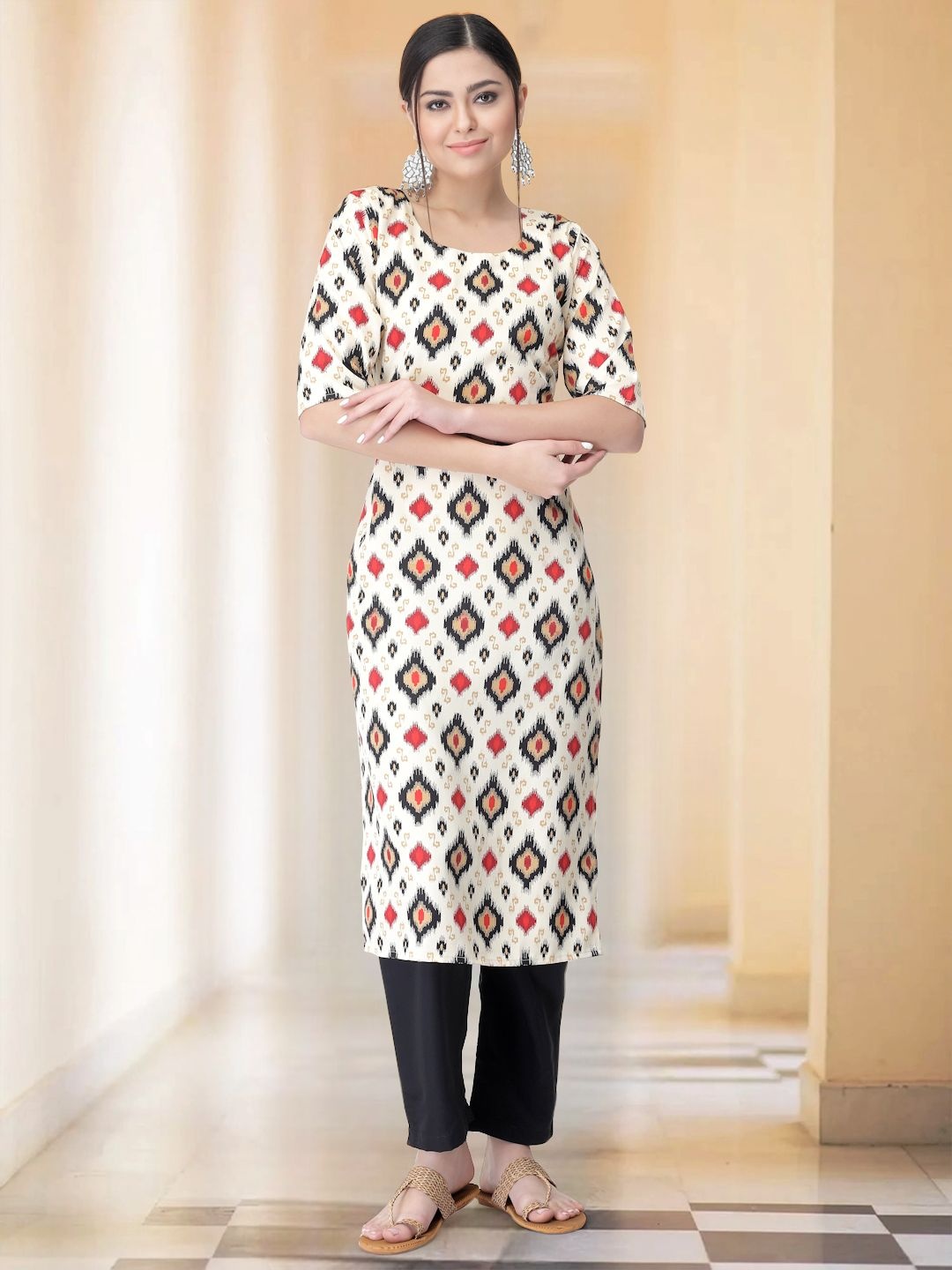 7Threads Selection Of 2 Geometric Printed Round Neck Straight Kurtas With Trousers, Cream
7Threads Selection Of 2 Geometric Printed Round Neck Straight Kurtas With Trousers, Cream