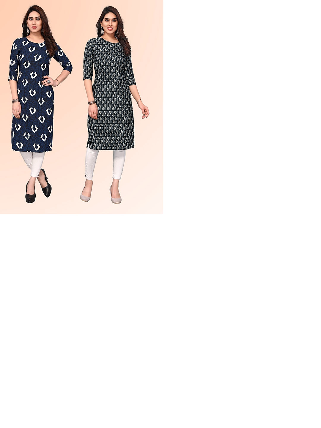 KETAKI FASHION Selection Of 2 Floral Printed Round Neck Straight Kurtas, Navy blue
KETAKI FASHION Selection Of 2 Floral Printed Round Neck Straight Kurtas, Navy blue