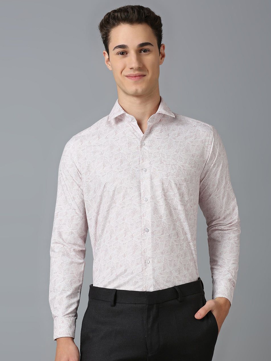 John Philips Men India Slim Fit Cutaway Collar Geometric Printed Casual Shirt, White
John Philips Men India Slim Fit Cutaway Collar Geometric Printed Casual Shirt, White