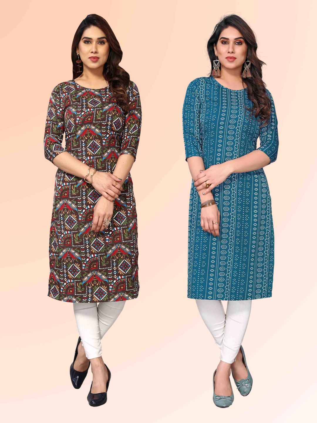 KETAKI FASHION Selection Of 2 Ethnic Motifs Printed Round Neck Straight Kurtas, Brown
KETAKI FASHION Selection Of 2 Ethnic Motifs Printed Round Neck Straight Kurtas, Brown