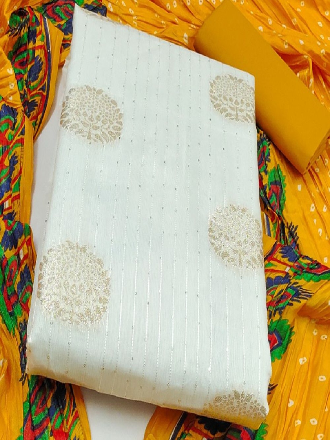 A TO Z CART Ethnic Motifs Embroidered Jacquard Pure Silk Unstitched Dress Material, White
A TO Z CART Ethnic Motifs Embroidered Jacquard Pure Silk Unstitched Dress Material, White