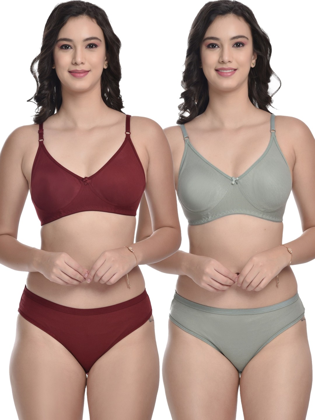 MiEstilo Women Pack of 2 Lingerie Set of Non-Padded T-Shirt Bra & Hipster Panty Briefs, Maroon
MiEstilo Women Pack of 2 Lingerie Set of Non-Padded T-Shirt Bra & Hipster Panty Briefs, Maroon