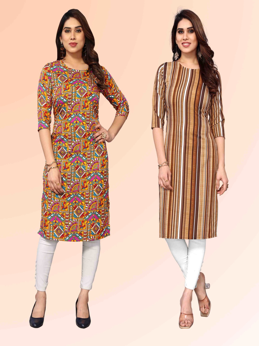 KETAKI FASHION Selection Of 2 Ethnic Motif Printed Round Neck Straight Kurtas, Yellow
KETAKI FASHION Selection Of 2 Ethnic Motif Printed Round Neck Straight Kurtas, Yellow