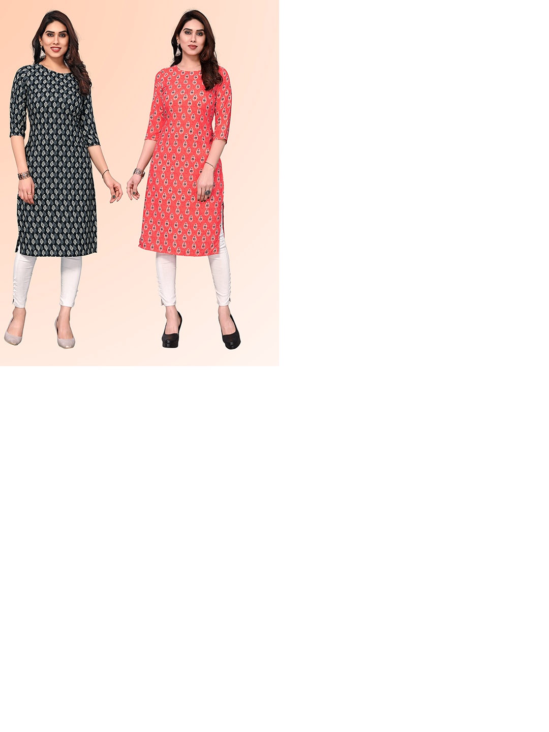KETAKI FASHION Selection Of 2 Floral Printed Round Neck Straight Kurtas, Navy blue
KETAKI FASHION Selection Of 2 Floral Printed Round Neck Straight Kurtas, Navy blue