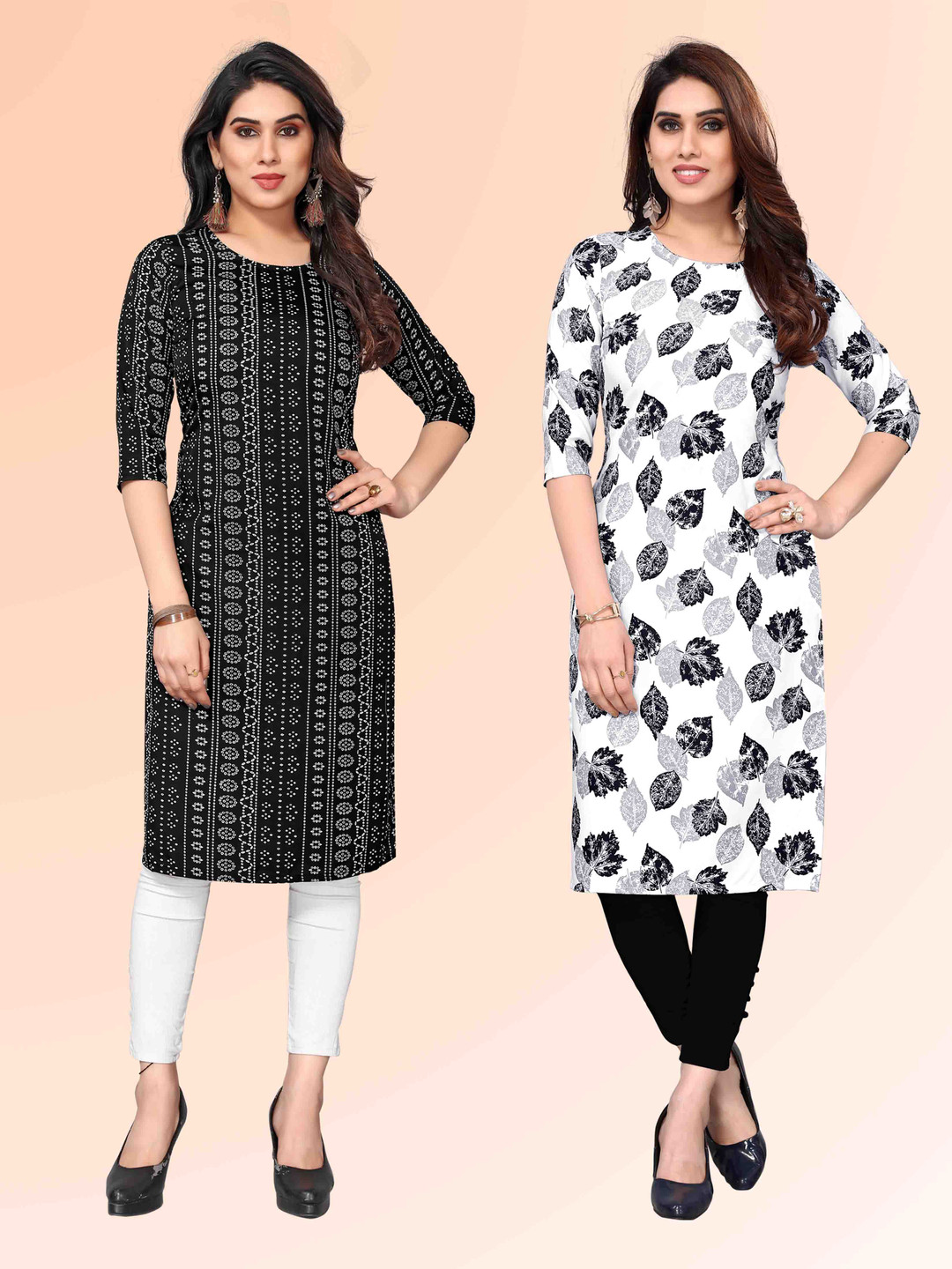 KETAKI FASHION Selection Of 2 Ethnic Motifs Printed Round Neck Straight Kurtas, Black
KETAKI FASHION Selection Of 2 Ethnic Motifs Printed Round Neck Straight Kurtas, Black
