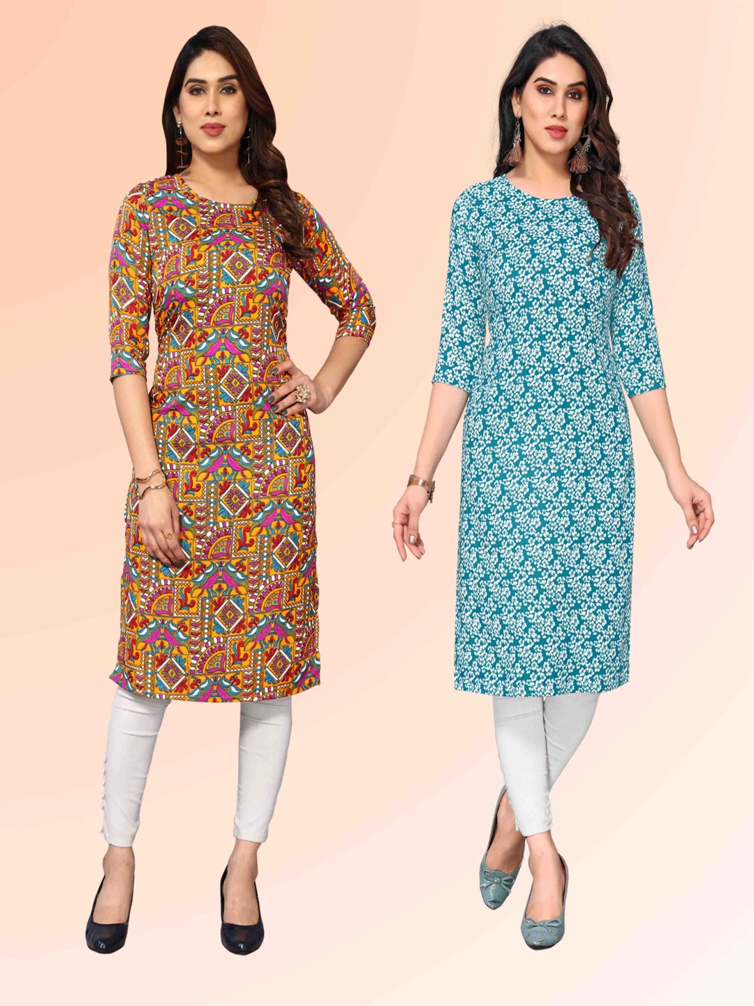 KETAKI FASHION Selection Of 2 Ethnic Motifs Printed Round Neck Straight Kurtas, Brown
KETAKI FASHION Selection Of 2 Ethnic Motifs Printed Round Neck Straight Kurtas, Brown