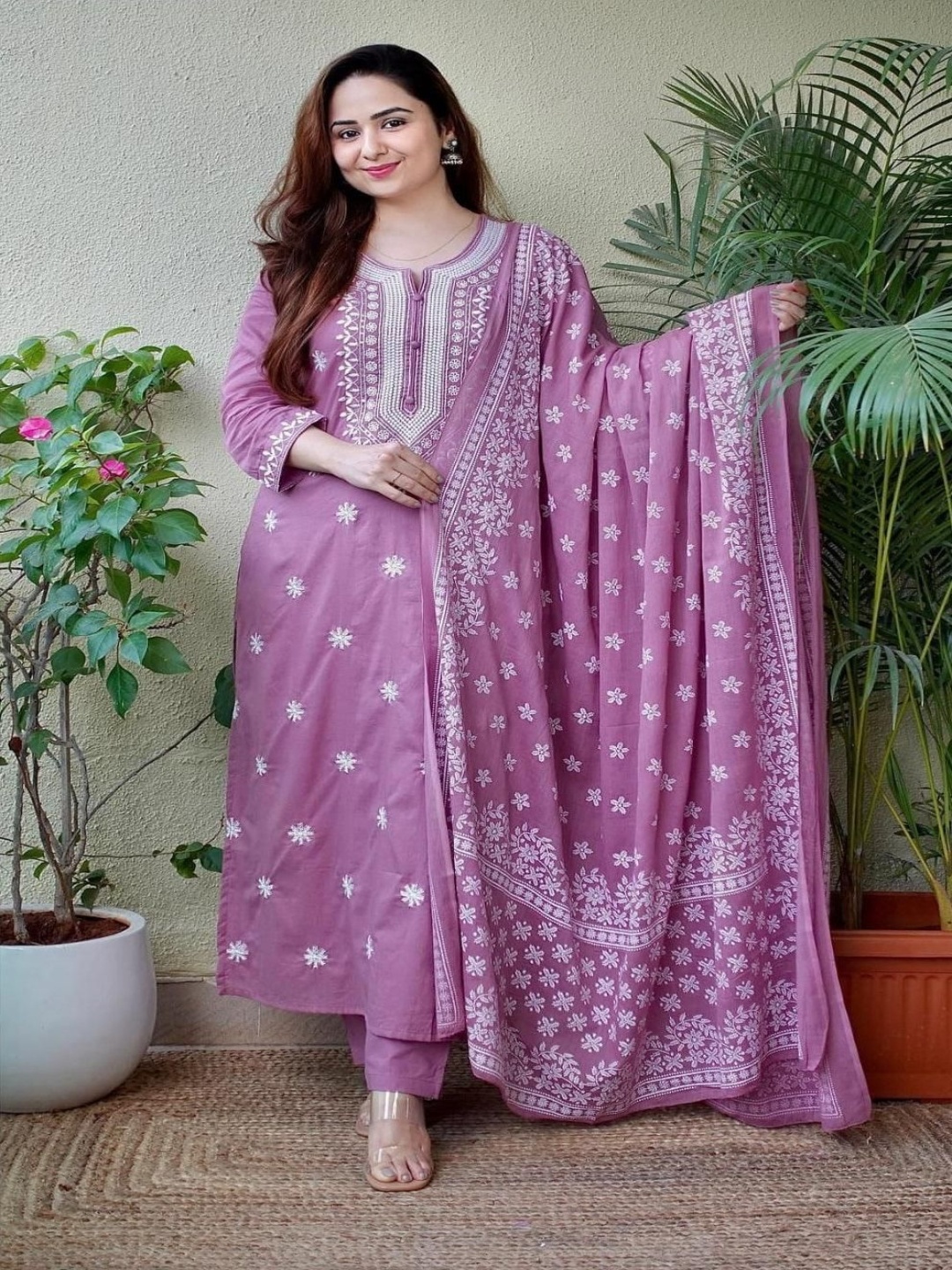 Moda Rapido Floral Embroidered Notch Neck Straight Kurta with Trousers And Dupatta, Purple
Moda Rapido Floral Embroidered Notch Neck Straight Kurta with Trousers And Dupatta, Purple