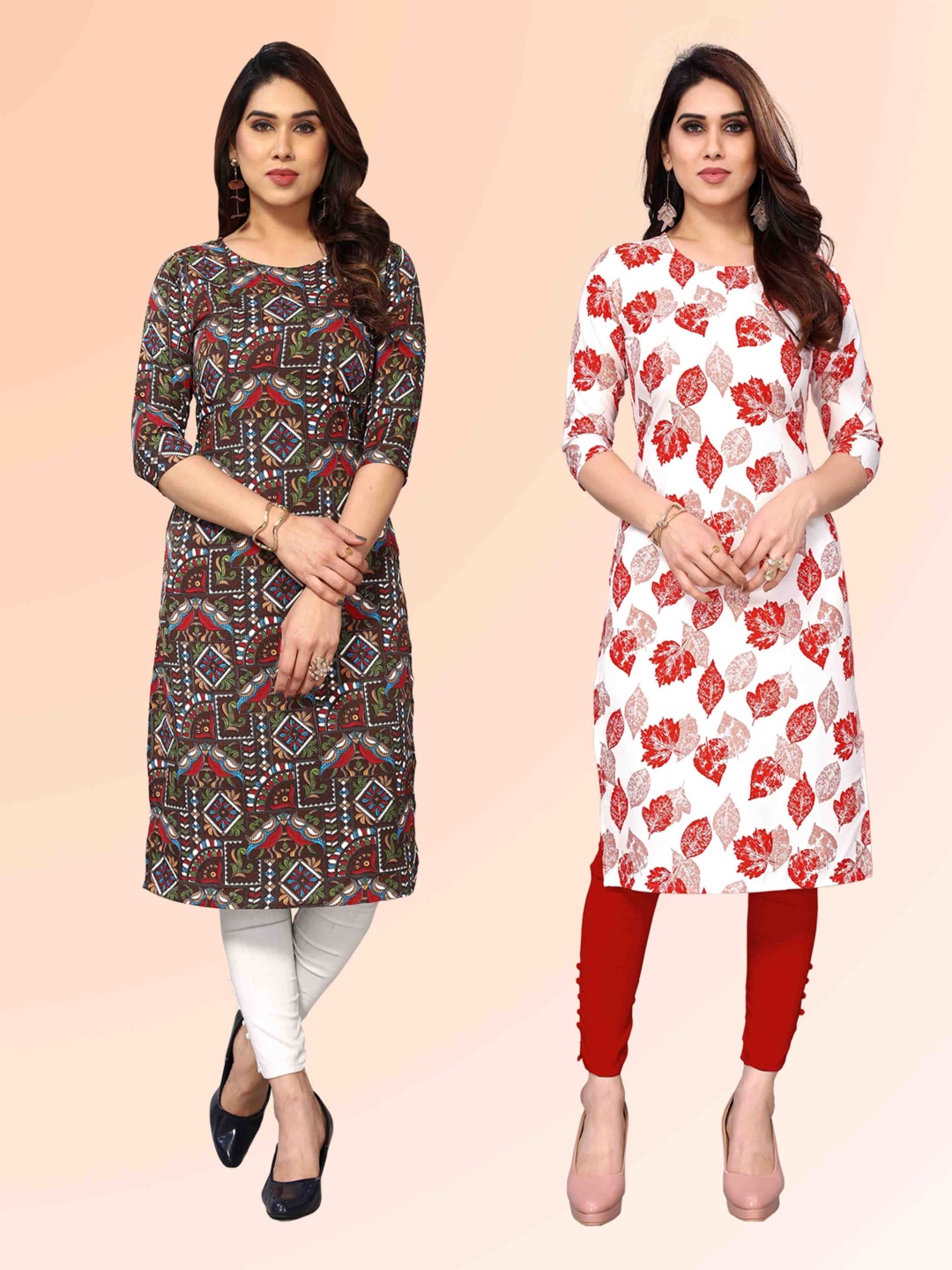KETAKI FASHION Selection Of 2 Ethnic Motifs Printed Round Neck Straight Kurtas, Brown
KETAKI FASHION Selection Of 2 Ethnic Motifs Printed Round Neck Straight Kurtas, Brown