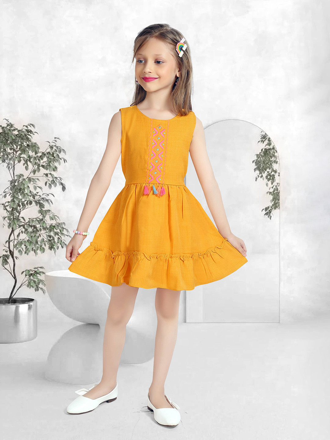 Lei-Chie Girls Embroidered Fit and Flare Dress, Yellow
Lei-Chie Girls Embroidered Fit and Flare Dress, Yellow