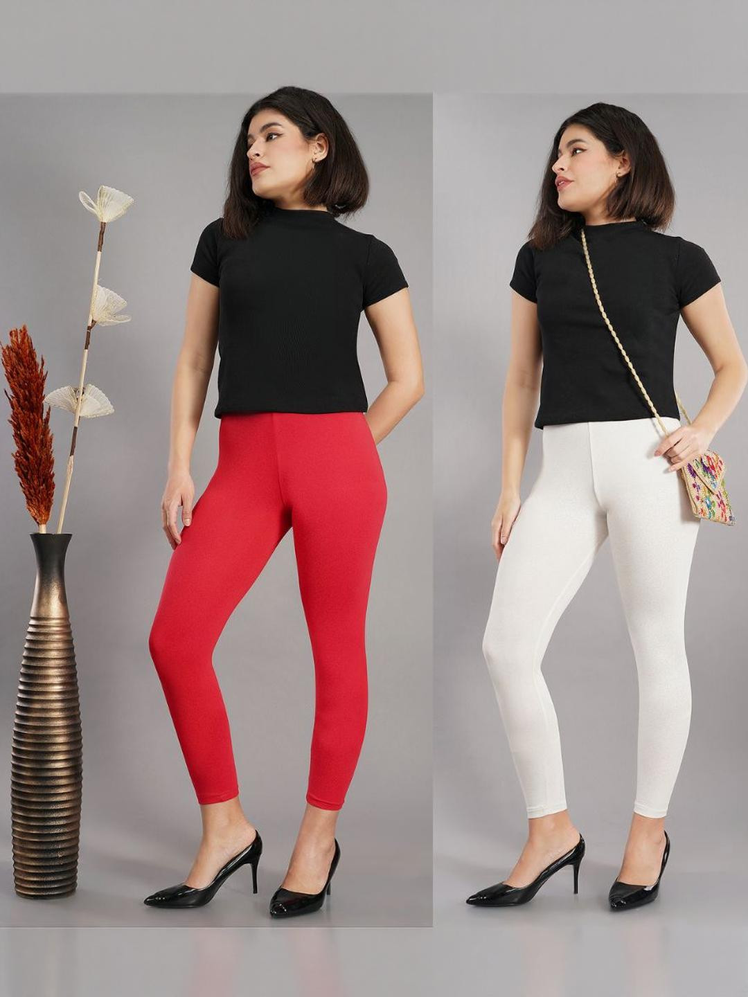Pack of 2 Shsuvia Ankle Length Leggings for women, Coral
Pack of 2 Shsuvia Ankle Length Leggings for women, Coral