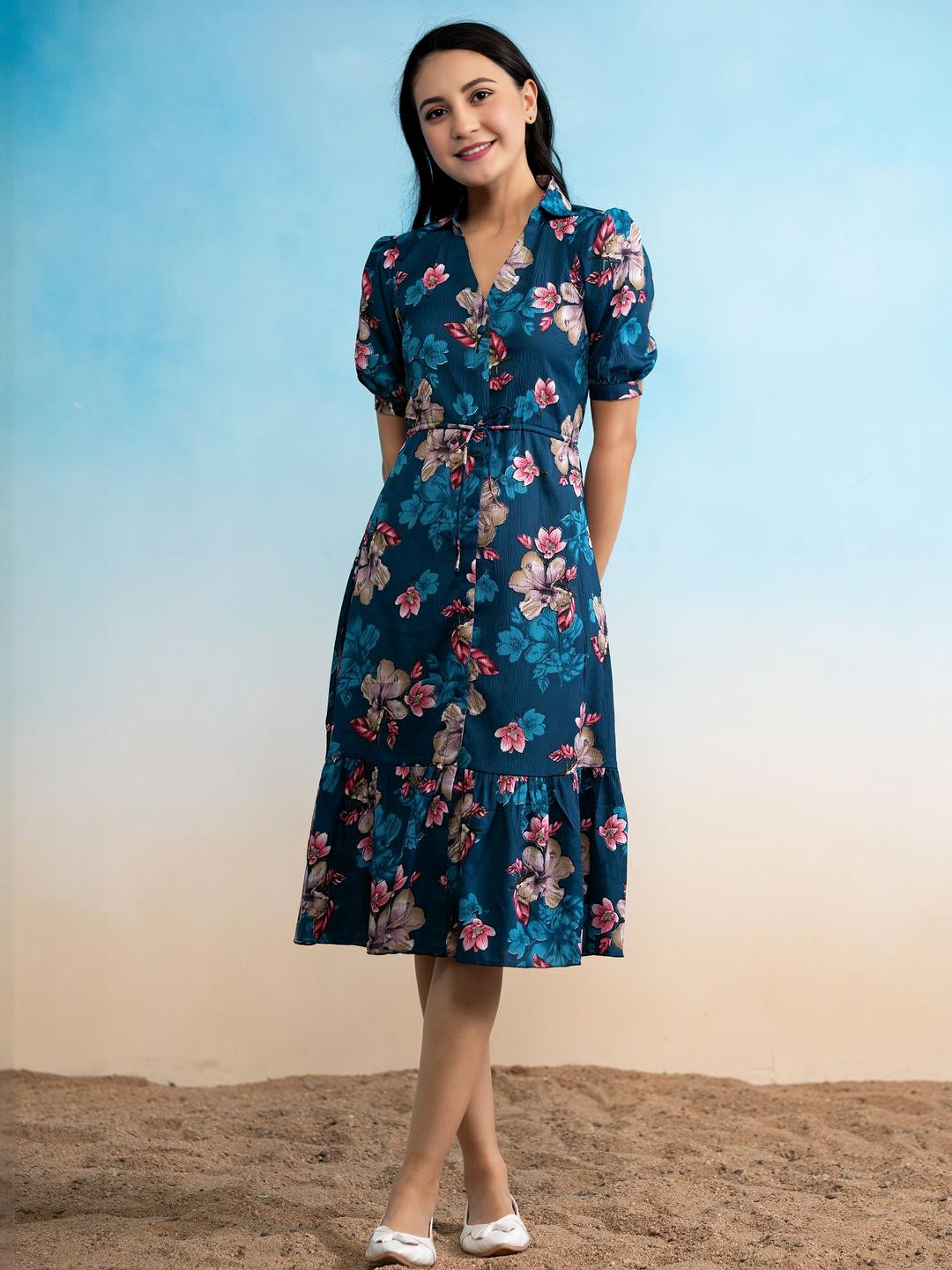 PTVIZE Peter Pan Collar PU Coated Fit & Flare Dress, Blue
PTVIZE Peter Pan Collar PU Coated Fit & Flare Dress, Blue