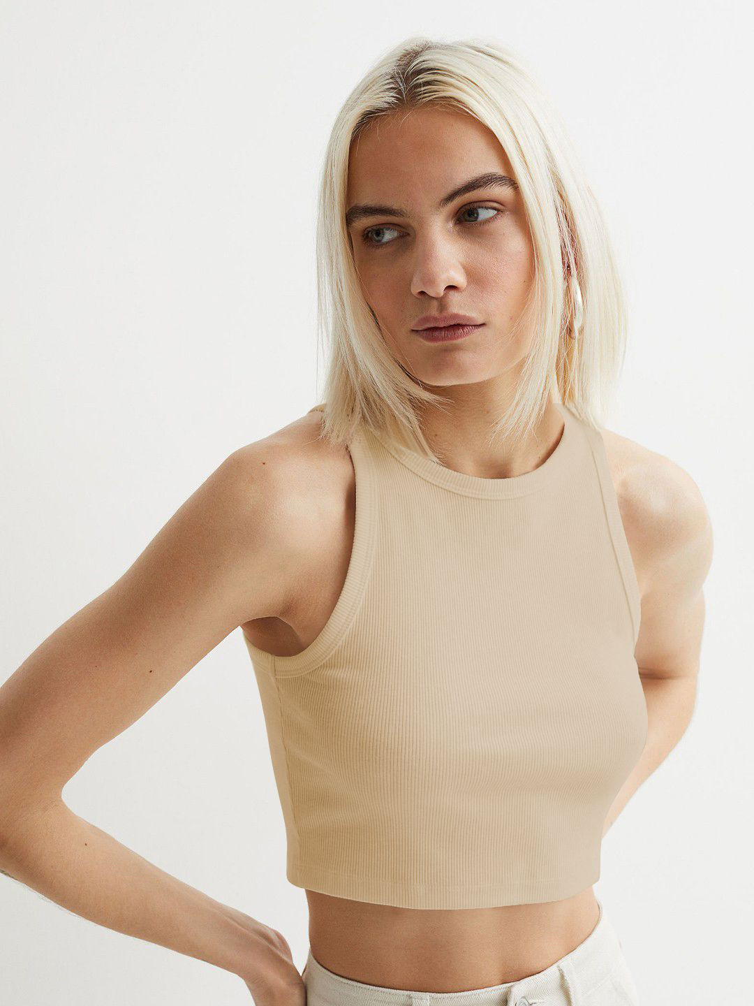 TOOCHKI Women Ribbed Sleeveless Tank Crop Top, Beige
TOOCHKI Women Ribbed Sleeveless Tank Crop Top, Beige