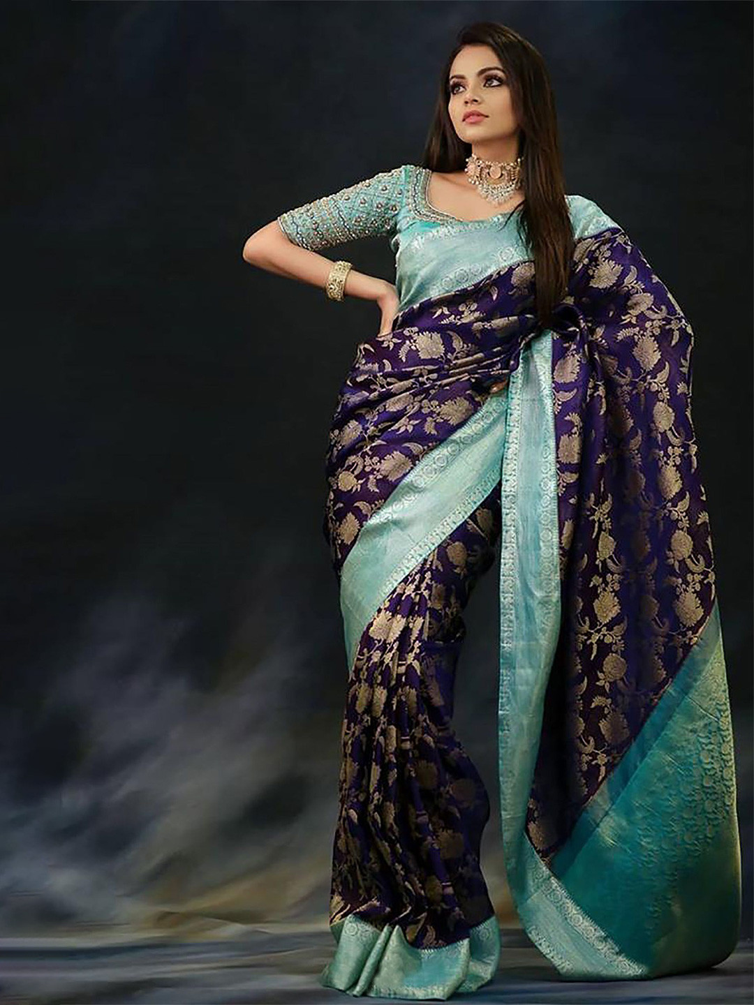AMRUTKALA SAREES Woven Design Zari Banarasi Saree, Blue
AMRUTKALA SAREES Woven Design Zari Banarasi Saree, Blue
