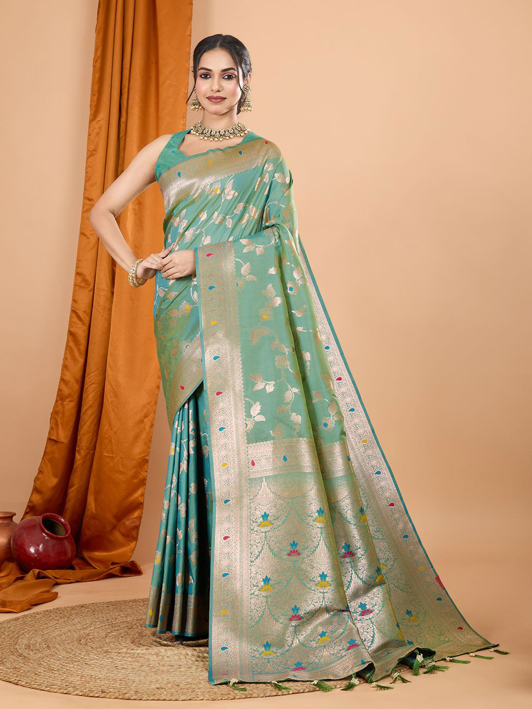 LeeliPeeri Designer Woven Design Zari Banarasi Saree, Teal
LeeliPeeri Designer Woven Design Zari Banarasi Saree, Teal