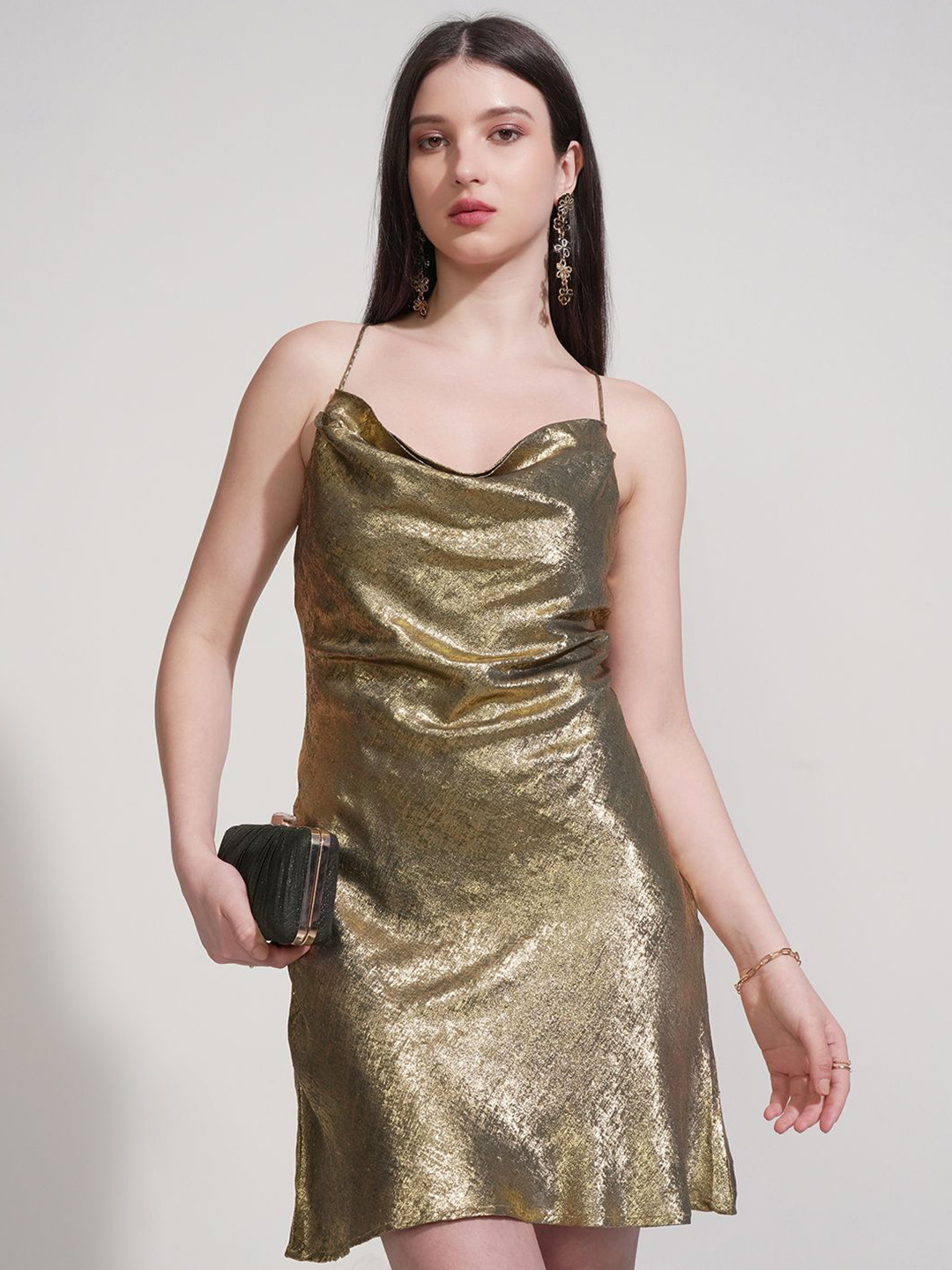 ESPYR By Tokyo Talkies Cowl Neck Sheath Mini Dress, Gold
ESPYR By Tokyo Talkies Cowl Neck Sheath Mini Dress, Gold