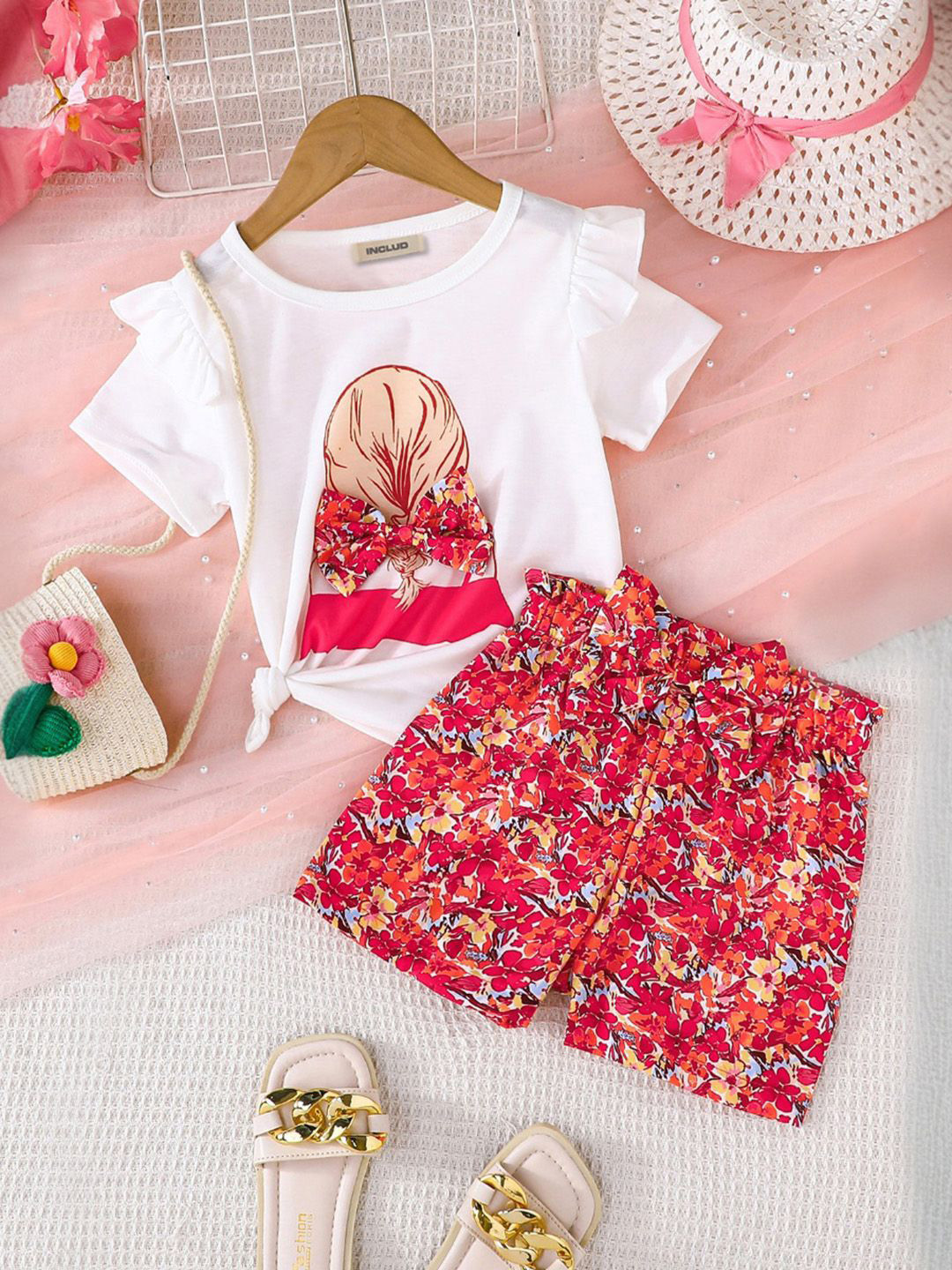 INCLUD Girls Printed Top with Shorts, Red
INCLUD Girls Printed Top with Shorts, Red