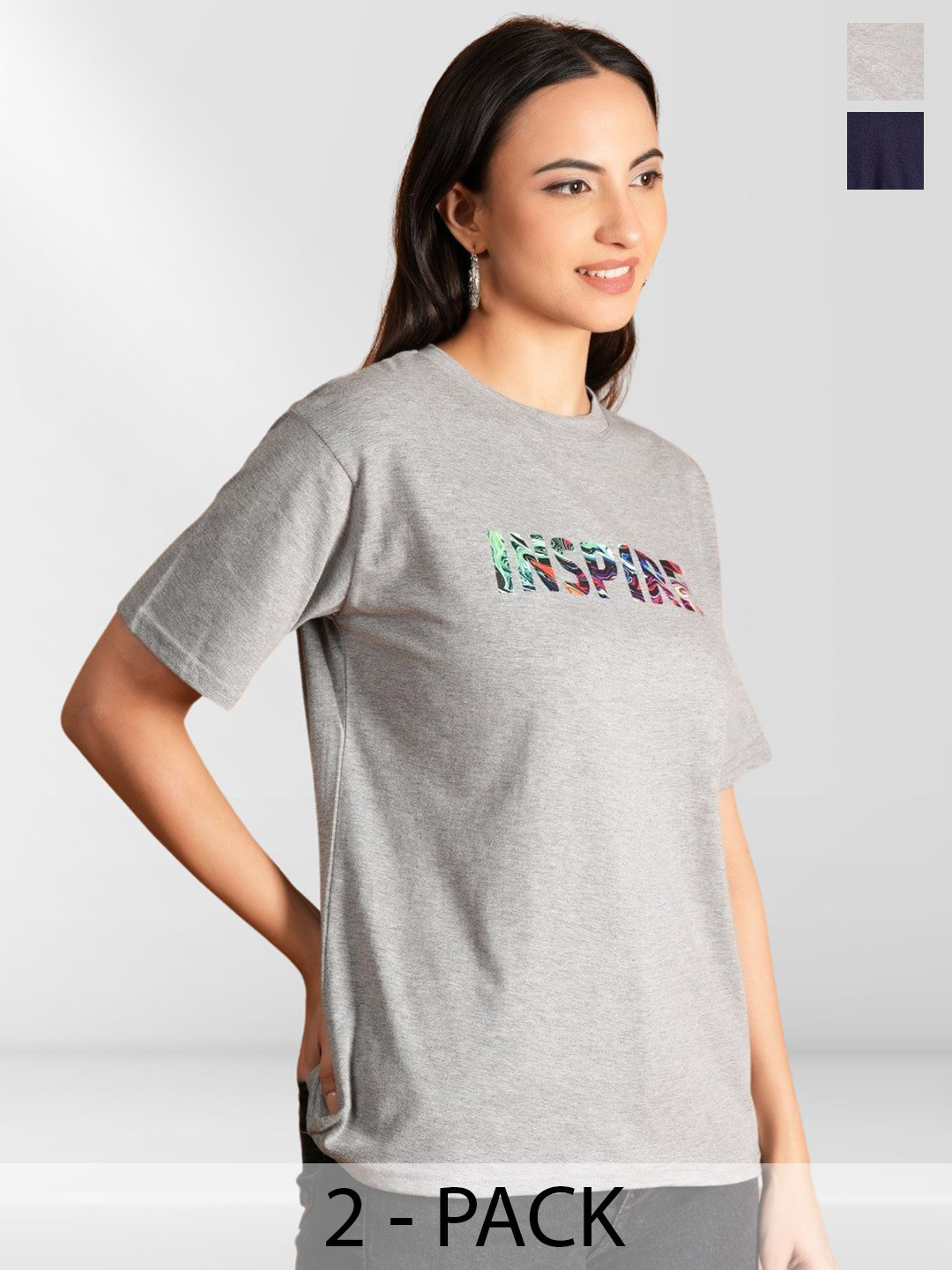 NEYSA Women 2 Printed Applique T-shirt, Multi
NEYSA Women 2 Printed Applique T-shirt, Multi