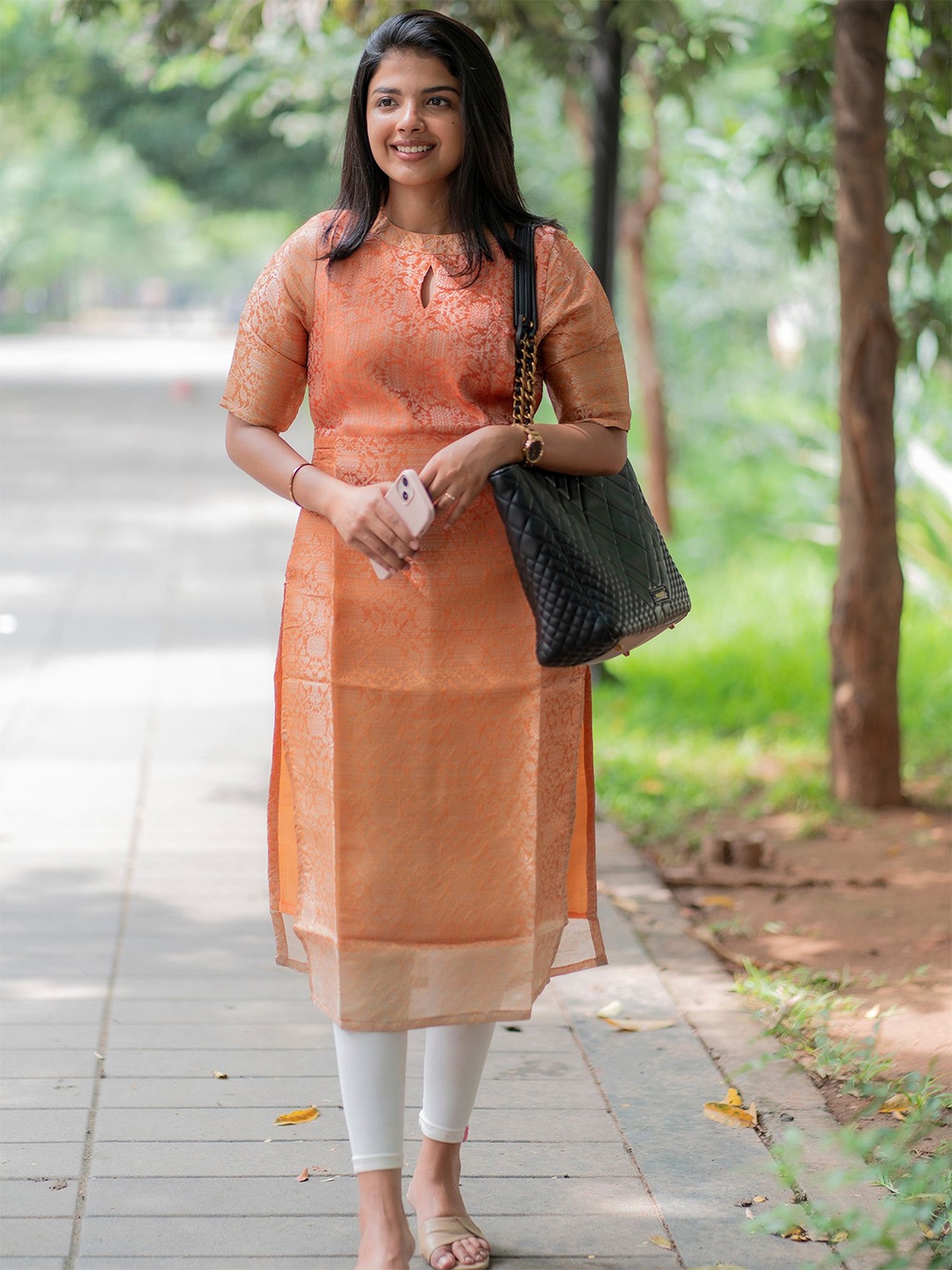 Sun Fashion And Lifestyle Floral Woven Design Keyhole Neck Zari Work Straight Kurta, Orange
Sun Fashion And Lifestyle Floral Woven Design Keyhole Neck Zari Work Straight Kurta, Orange