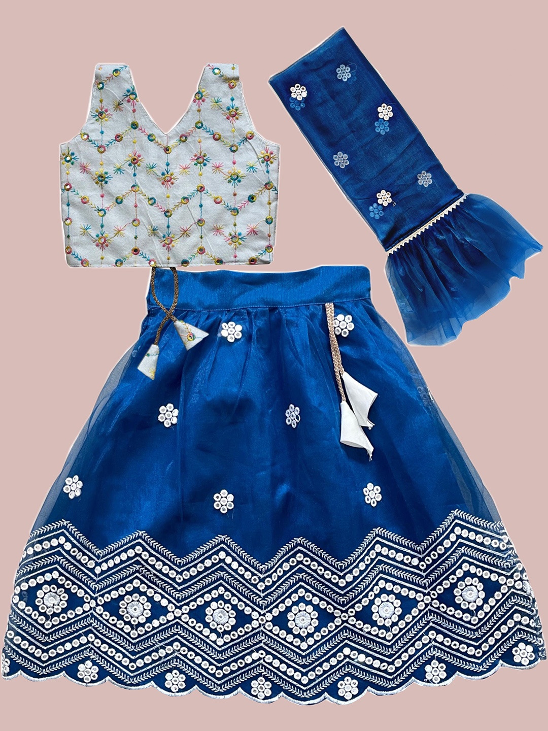 Sainur creation Girls Embroidered Sequinned Ready to Wear Lehenga & Blouse With Dupatta, Teal
Sainur creation Girls Embroidered Sequinned Ready to Wear Lehenga & Blouse With Dupatta, Teal