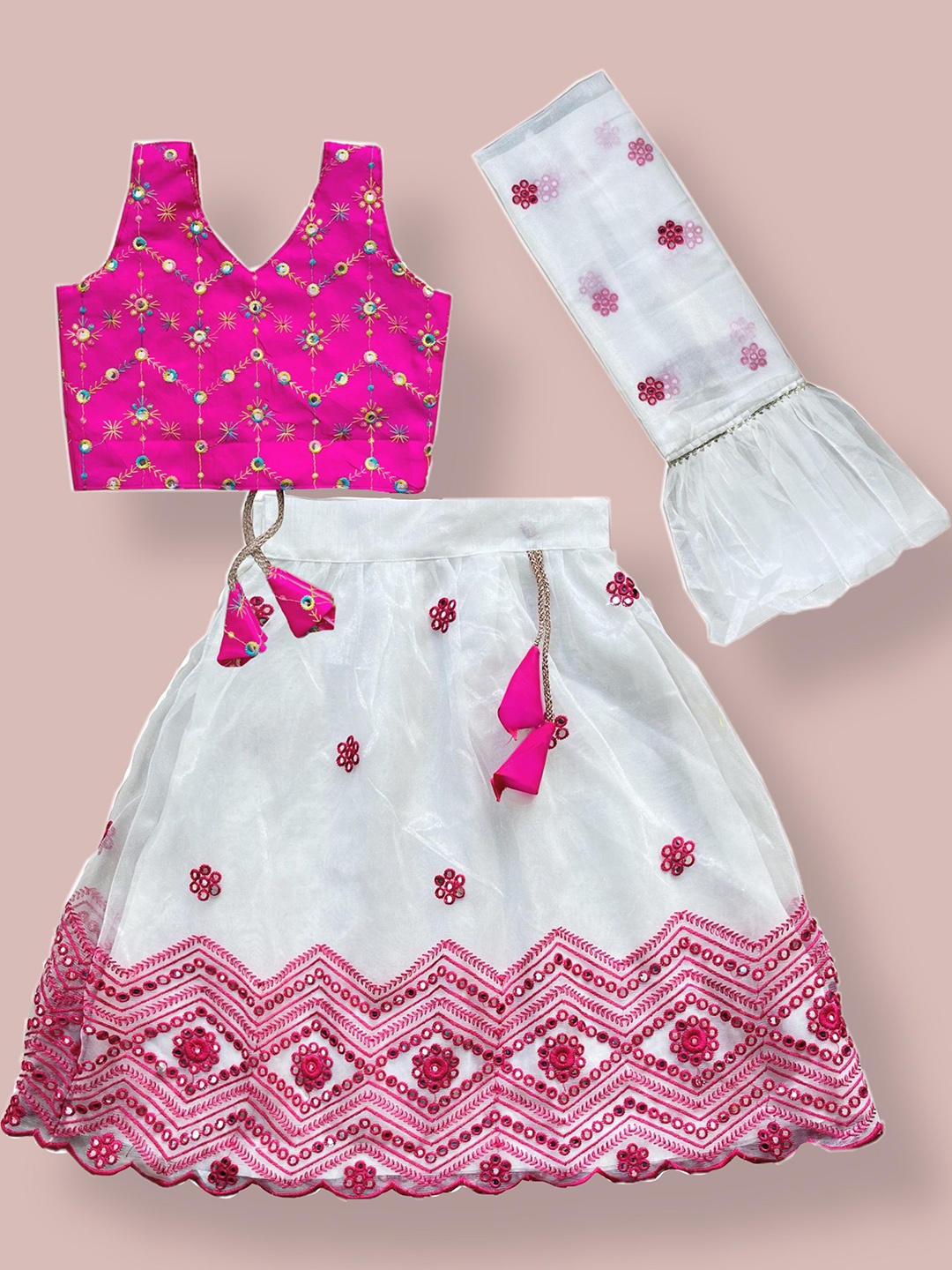 Sainur creation Girls Embroidered Sequinned Ready to Wear Lehenga & Blouse With Dupatta, White
Sainur creation Girls Embroidered Sequinned Ready to Wear Lehenga & Blouse With Dupatta, White