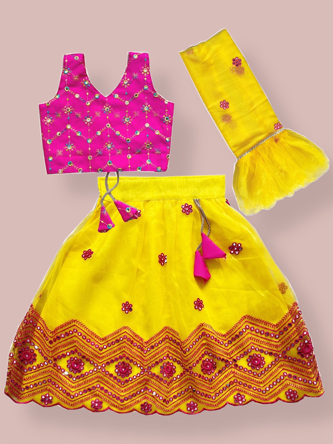 Sainur creation Girls Embroidered Sequinned Ready to Wear Lehenga & Blouse With Dupatta, Yellow
Sainur creation Girls Embroidered Sequinned Ready to Wear Lehenga & Blouse With Dupatta, Yellow