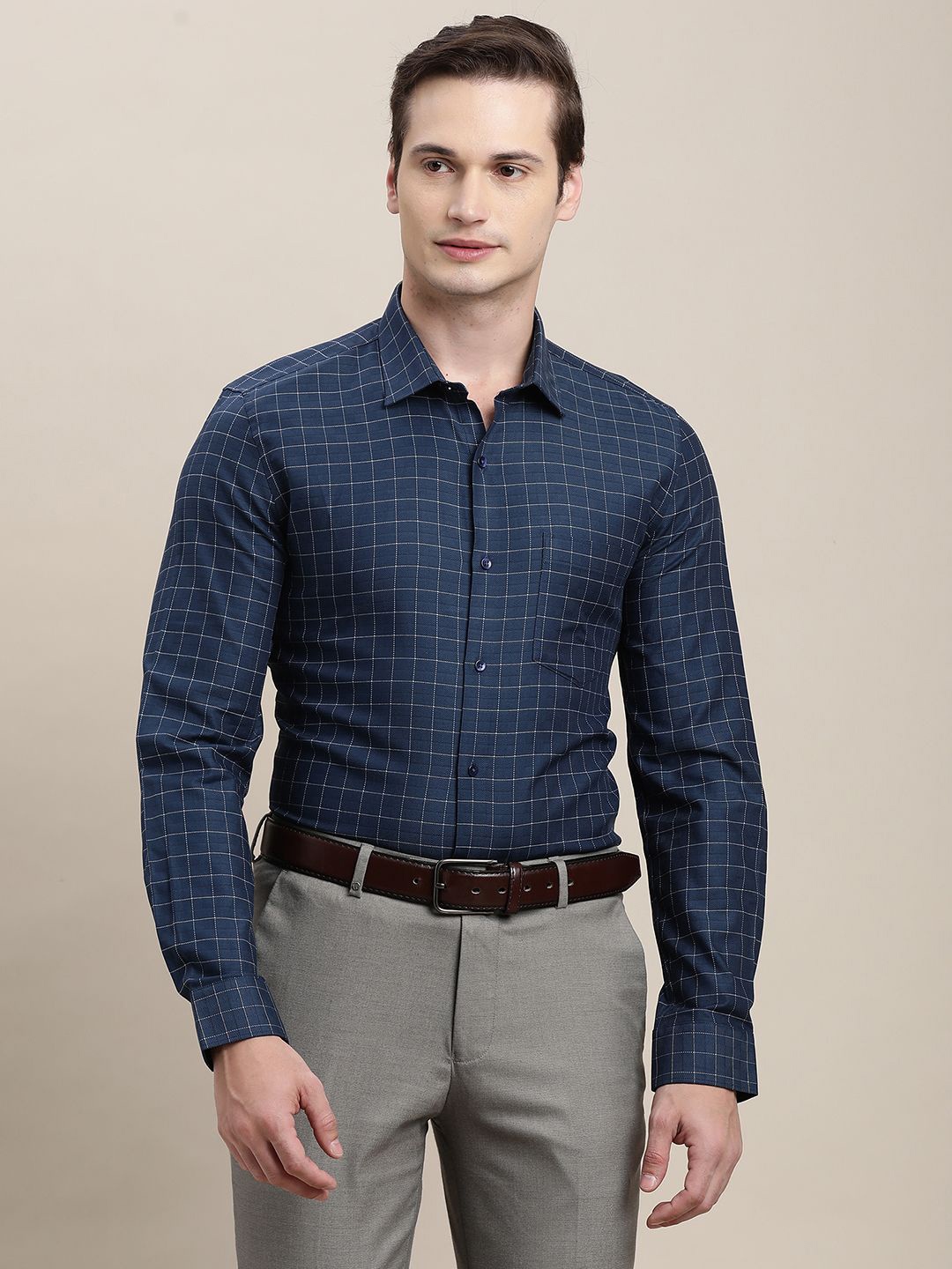 Turtle Men Standard Slim Fit Spread Collar Grid Tattersall Checked Cotton Formal Shirt, Blue
Turtle Men Standard Slim Fit Spread Collar Grid Tattersall Checked Cotton Formal Shirt, Blue
