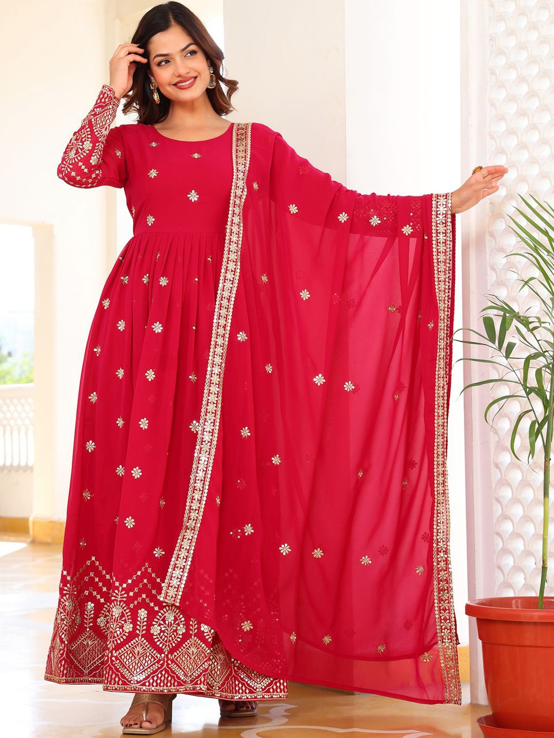 Wedani Women Ethnic Motifs Embroidered Regular Kurta with Pyjamas & With Dupatta, Pink
Wedani Women Ethnic Motifs Embroidered Regular Kurta with Pyjamas & With Dupatta, Pink