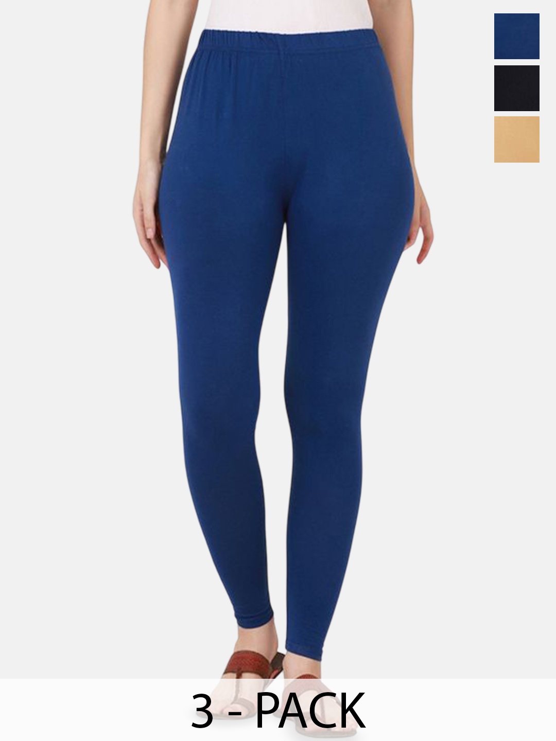 DIMPY GARMENTS Pack Of 3 Pure Cotton Slim Fit Mid Rise Ankle Length Leggings, Navy blue
DIMPY GARMENTS Pack Of 3 Pure Cotton Slim Fit Mid Rise Ankle Length Leggings, Navy blue