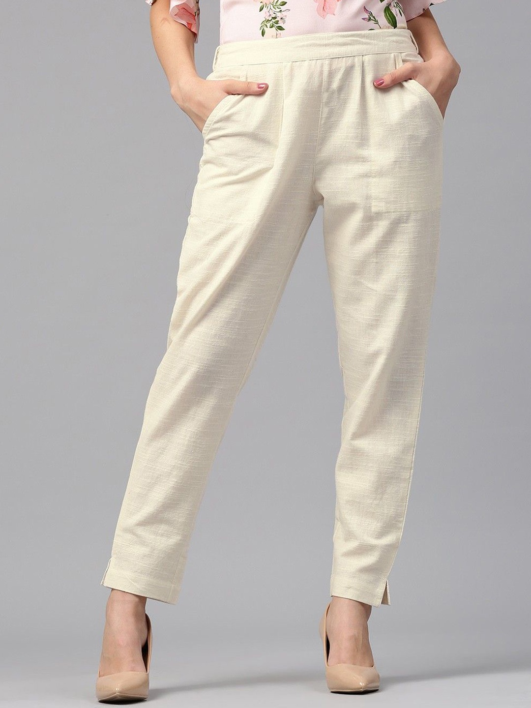 CORSICA Women Relaxed Pleated Regular Fit Mid-Rise Pure Cotton Cigarette Trouser, Off white
CORSICA Women Relaxed Pleated Regular Fit Mid-Rise Pure Cotton Cigarette Trouser, Off white