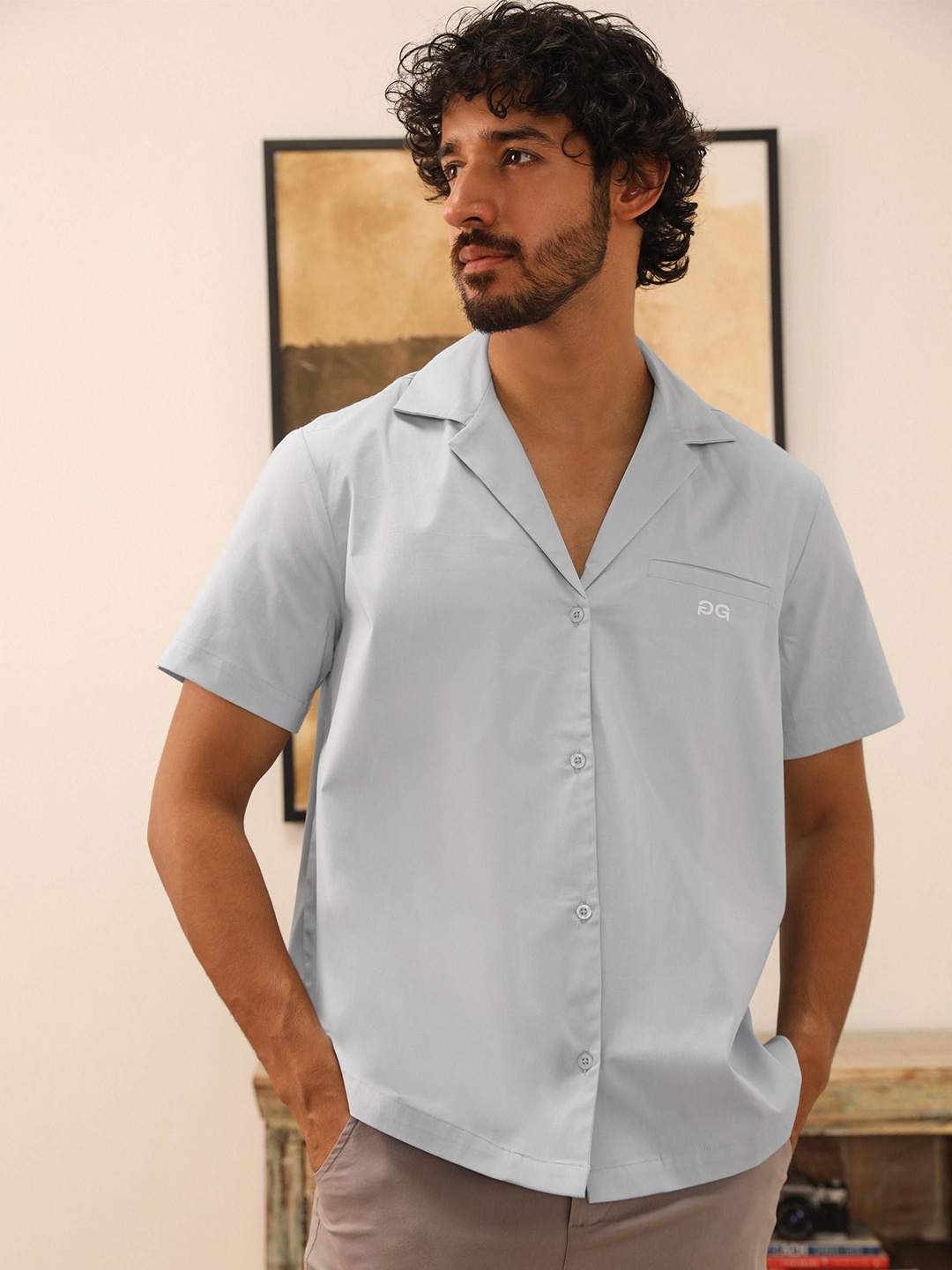 PRIMAL GRAY Men Relaxed Fit Cuban Collar Solid Cotton Casual Shirt, Blue
PRIMAL GRAY Men Relaxed Fit Cuban Collar Solid Cotton Casual Shirt, Blue