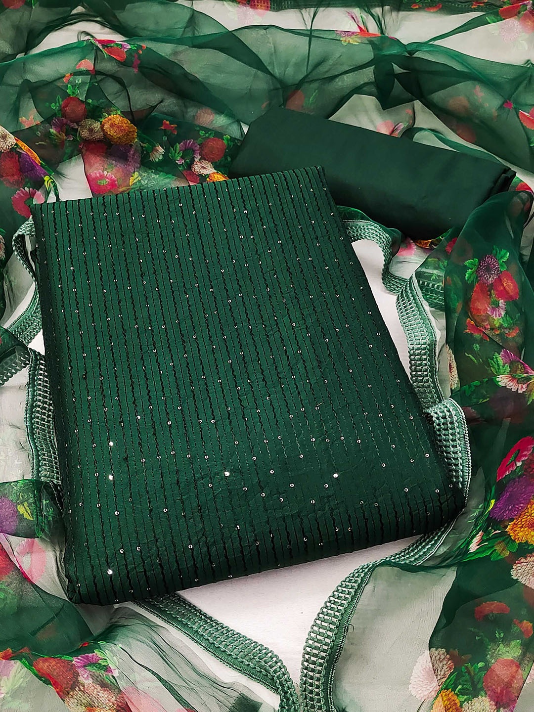 SHADOW & SAINING Striped Embroidered Sequinned Gadwal Cotton Unstitched Dress Material, Green
SHADOW & SAINING Striped Embroidered Sequinned Gadwal Cotton Unstitched Dress Material, Green