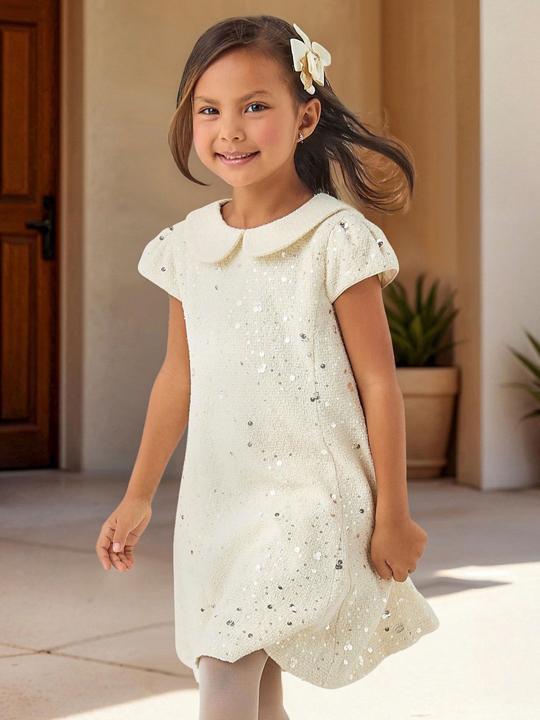 Juniors by Babyshop Girl Embellished Peter Pan Collar Puff Sleeves A-Line Dress, White
Juniors by Babyshop Girl Embellished Peter Pan Collar Puff Sleeves A-Line Dress, White