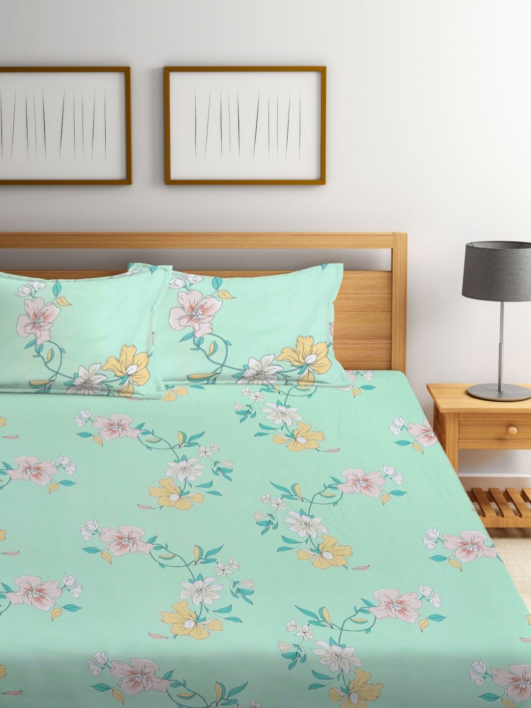 Myntra Elegant Homes Green & Pink Floral Printed 300 TC King Bedsheet Set 2.50 m x 2.20 m
Myntra Elegant Homes Green & Pink Floral Printed 300 TC King Bedsheet Set 2.50 m x 2.20 m