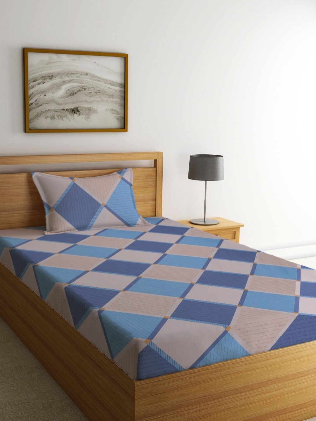 Myntra Elegant Homes Blue & Grey Geometric Printed 300 TC Single Bedsheet Set 2.5m x 1.5m
Myntra Elegant Homes Blue & Grey Geometric Printed 300 TC Single Bedsheet Set 2.5m x 1.5m