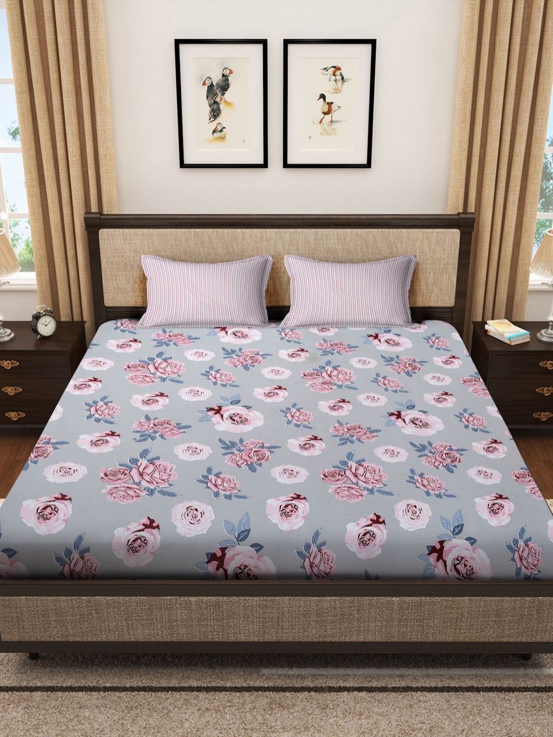 Myntra Elegant Homes Grey & Pink Printed Fitted 300 TC King Bedsheet Set-2.70 m x 2.70 m
Myntra Elegant Homes Grey & Pink Printed Fitted 300 TC King Bedsheet Set-2.70 m x 2.70 m