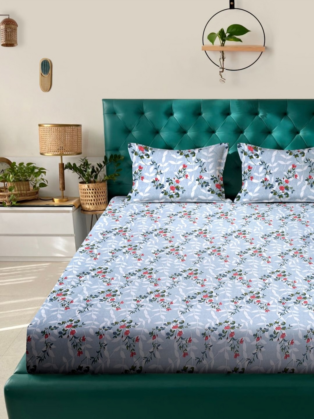 Myntra Elegant Homes Blue Floral Printed 300 TC Fitted King Bedsheet Set 2.7m X 1. 27m
Myntra Elegant Homes Blue Floral Printed 300 TC Fitted King Bedsheet Set 2.7m X 1. 27m