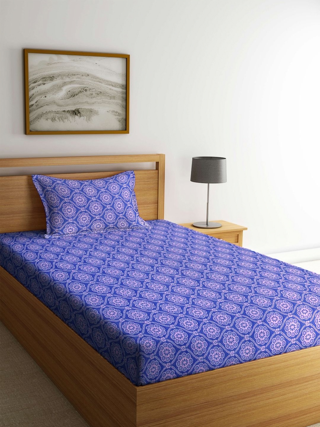 Myntra Elegant Homes Blue Printed Cotton 300 TC Single Bedsheet Set- 220 cm x 150 cm
Myntra Elegant Homes Blue Printed Cotton 300 TC Single Bedsheet Set- 220 cm x 150 cm