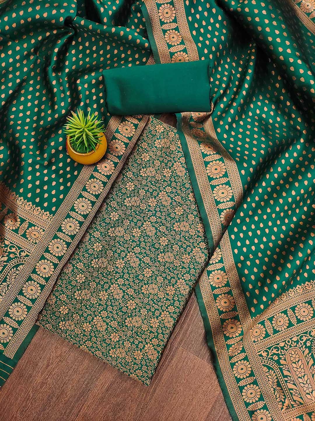 SHADOW & SAINING Floral Woven Design Jacquard Silk Unstitched Dress Material, Green
SHADOW & SAINING Floral Woven Design Jacquard Silk Unstitched Dress Material, Green